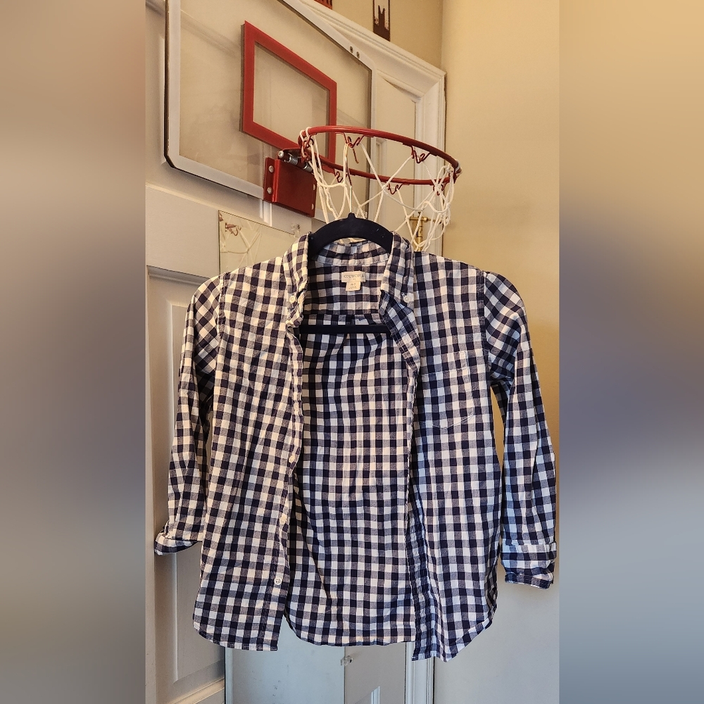 Crewcuts (J. Crew) Navy and White (checkered) Plaid Shirt